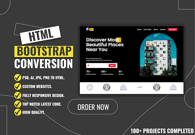 Convert psd, figma sketch to html, css, js, or bootstrap by ...