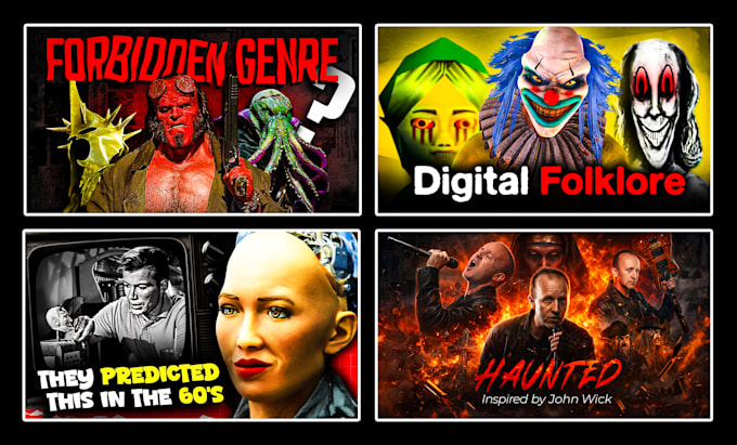 design scary and creepy horror youtube thumbnail in 24 hours