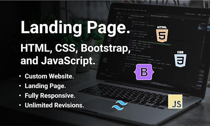 Make your landing page using html css js and bootstrap by ...