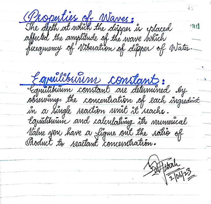 handwrite notes and letter