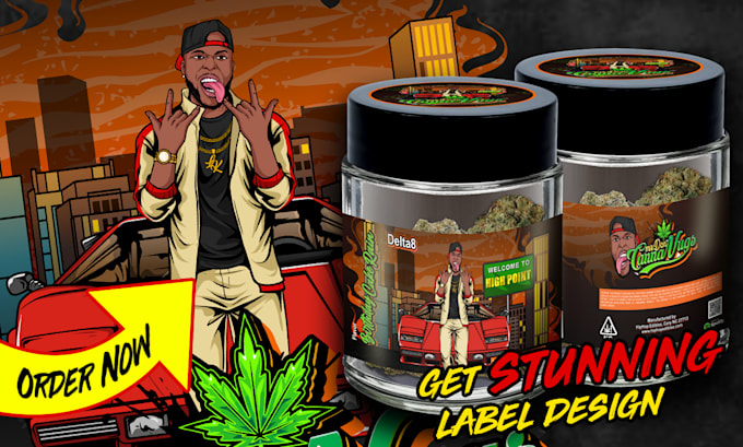 do stunning label design for pre roll,drink,jar or mylar bag