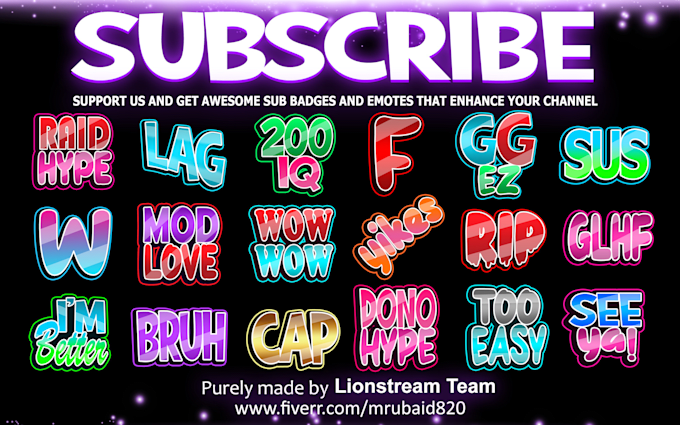 make text emotes or text sub badges for twitch
