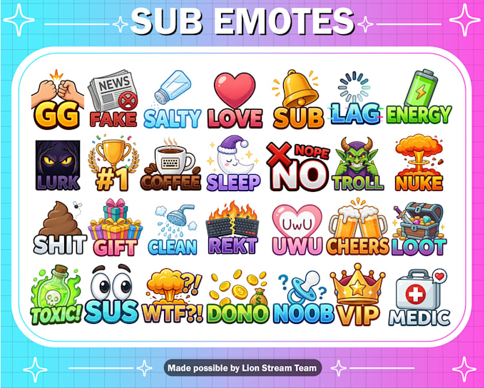 make text emotes, or text sub badges for twitch, kick, discord