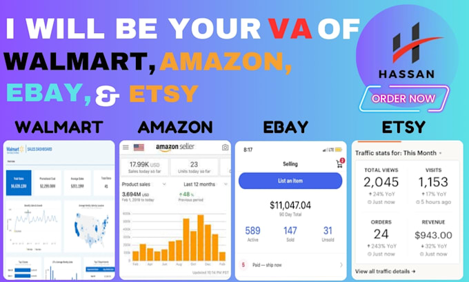 be your etsy VA, ebay VA, walmartva and amazon VA