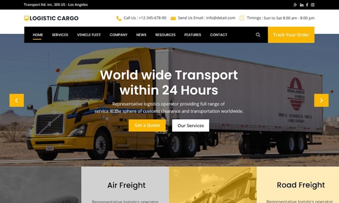 Design logistic website cargo website freight broker website using