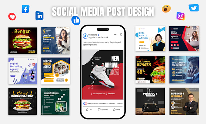 do social media post design, facebook post, instagram post etc
