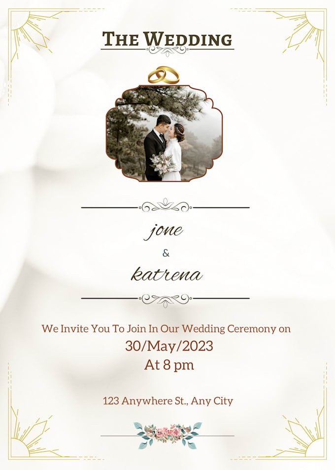 Design wedding invitation cards with free design for the first 5 orders