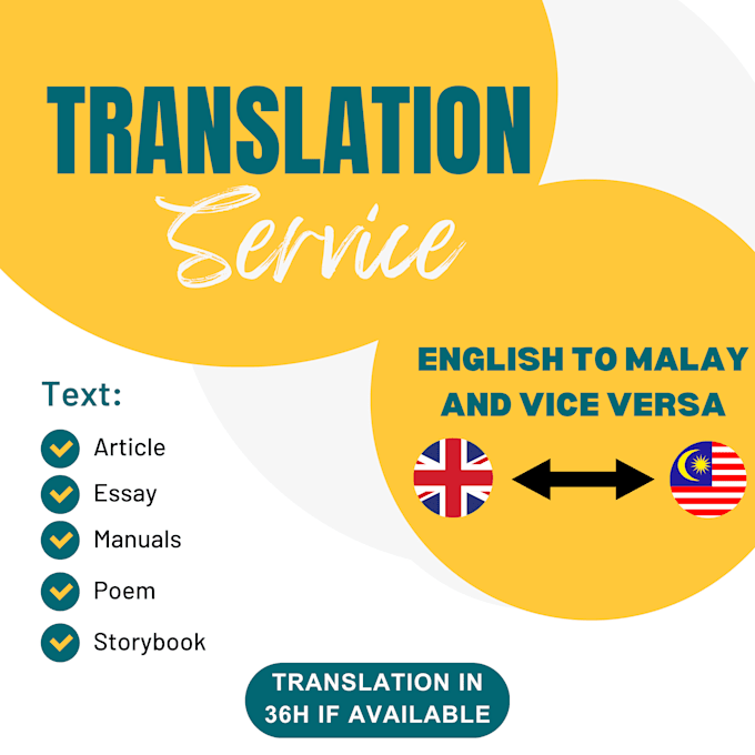 Translate from english to malay and vice versa by Arealfarzana Fiverr