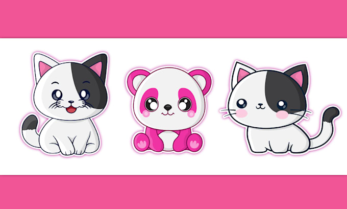 design cute animal characters, kawaii, chibi, stickers
