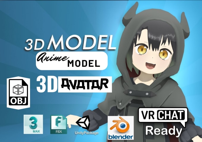 Create custom 3d vrchat avatar vtuber anime model furry avatar vr - How To Get Anime Characters In Vrchat