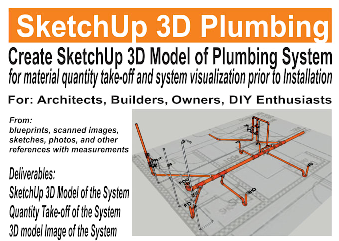 Create sketchup 3d model of plumbing system by Arbeecreates | Fiverr