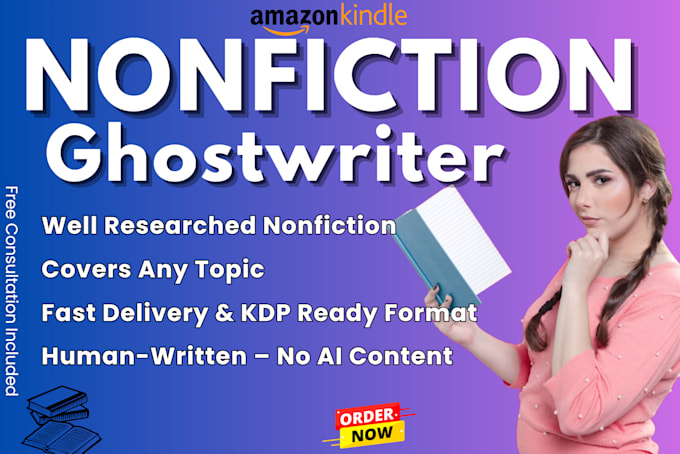 be your nonfiction book writer, pro ghostwriter, KDP kindle ebook writer