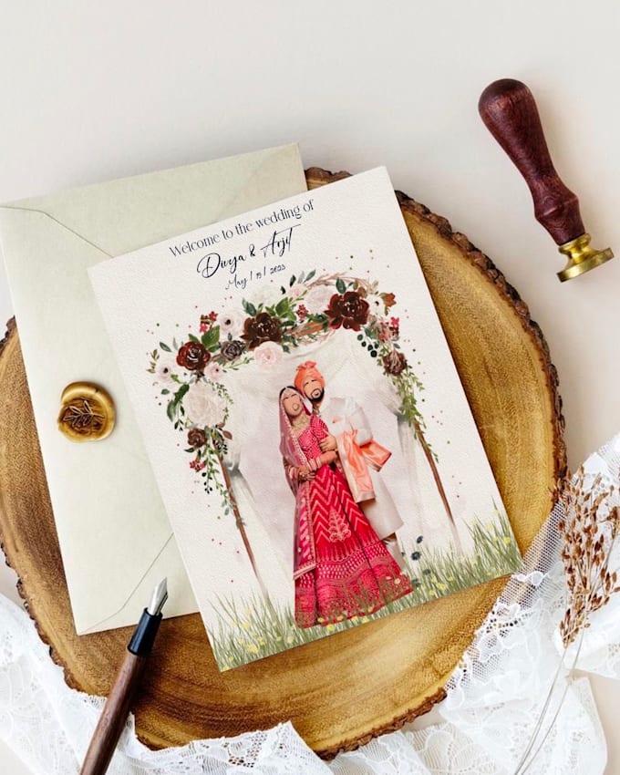 Make digital wedding illustrations and invitation cards by Mir_asma_3 Fiverr