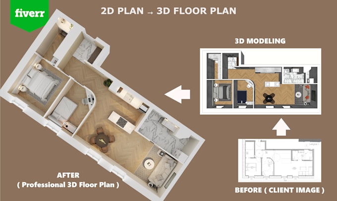 create ai or professional 3d floor plan rendering