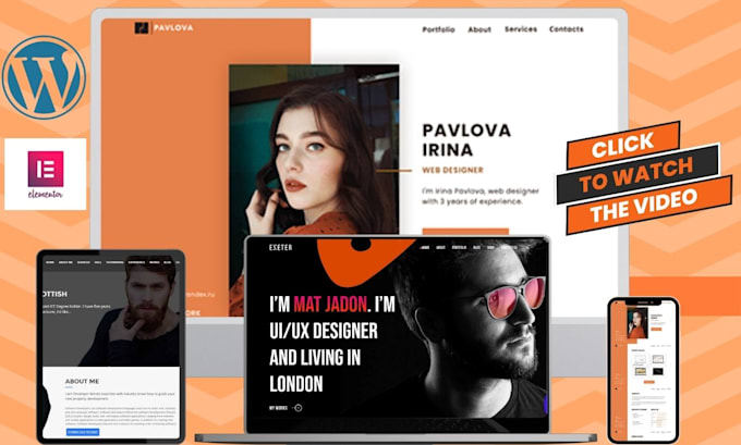 Create design and redesign wordpress personal portfolio website, resume ...