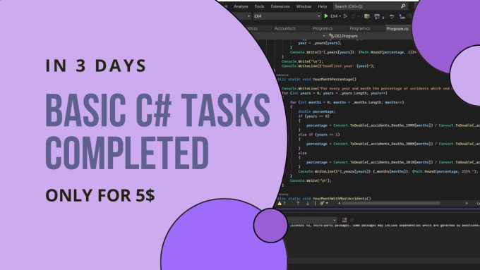 Do basic c sharp tasks by Ksuwwa | Fiverr
