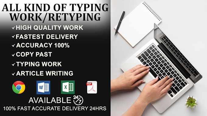 Manual typing work, convert pdf to excel and word by Type_writer01 | Fiverr