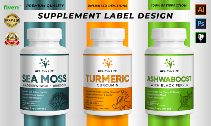 professional supplement label design and product packaging