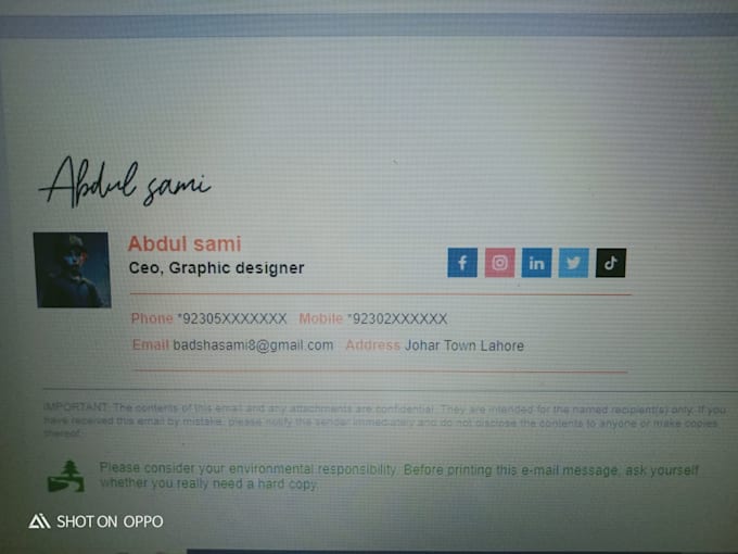 Design a clickable html email signature by Fatima3166 | Fiverr