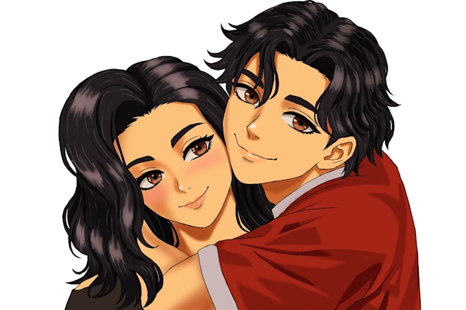 design a romantic couple in anime style