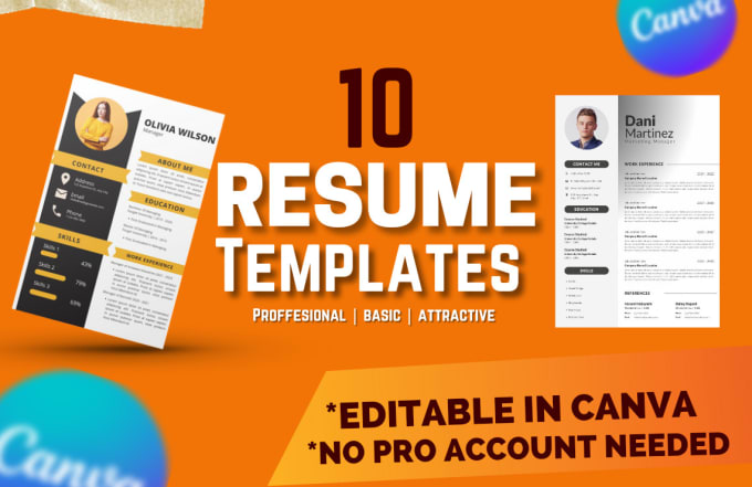 Give 10 proffesional resume templates editable in canva by Zerinico Give 10 proffesional resume templates editable in canva by Zerinico