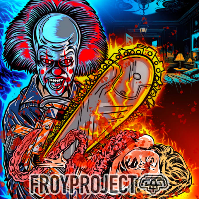 custom horror illustration in heavy metal inspired horror art commision