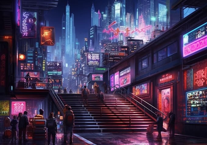 Do futuristic cyberpunk city art background art for you by Coachlagli8 ...