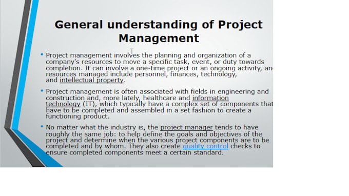provide project managment learning notes