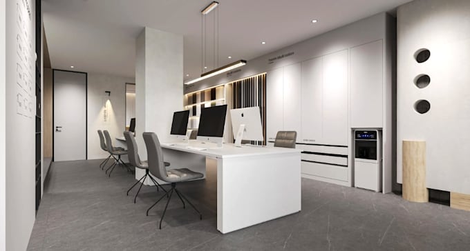 design modern office interior and commercial workplace spaces