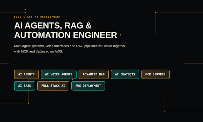 build ai agents, ai voice agent, rag pipelines, mcp server and deploy on AWS