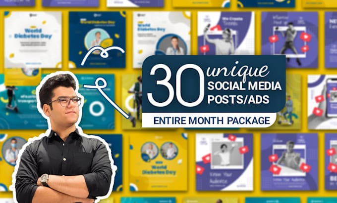 Design 30 unique social media post designs for entire month by ...