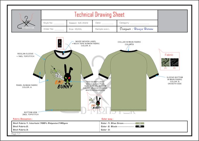 design fashion tech pack and clothing tech pack