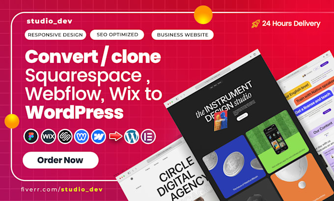convert , design squarespace ,weebly, webflow, migrate wix to wordpress website