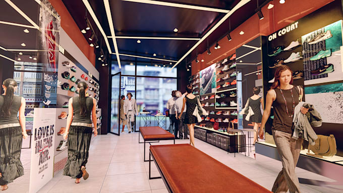 design and render 3d retail shops, office interior