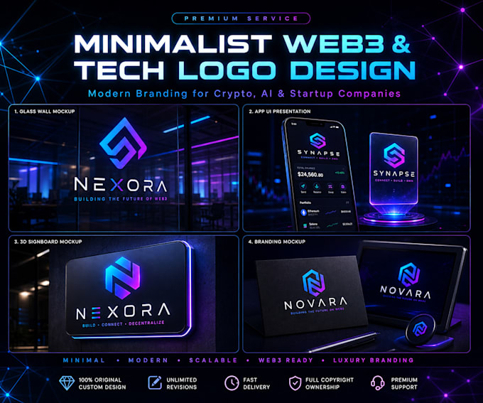 design modern minimalist web3 crypto and tech startup logo