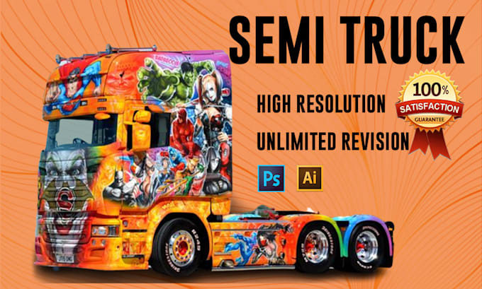do eye catching professional semi truck wrap, truck wrap design