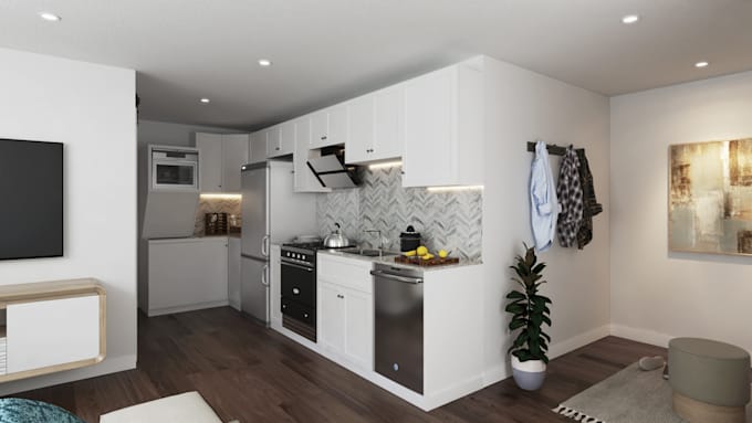 do design or render realistic 3d interior design