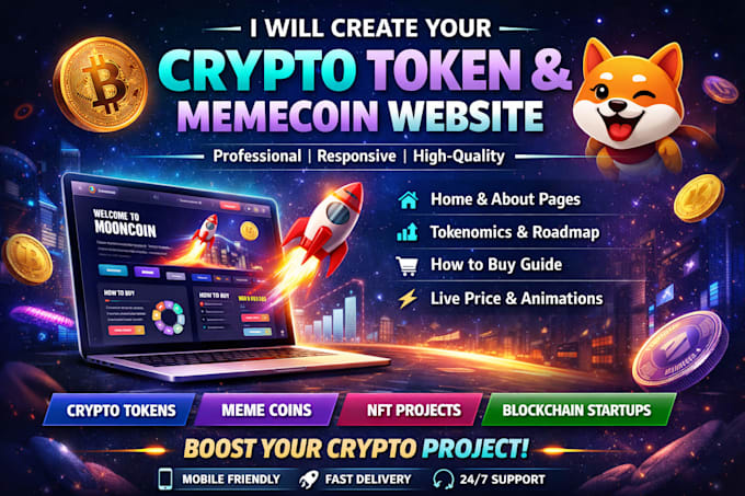 create a professional cryptotoken website memecoin website