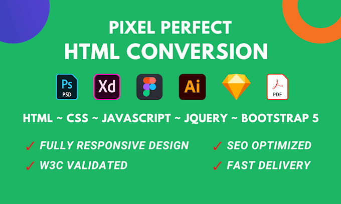 Convert psd to html, xd to html, figma to html responsive bootstrap by ...