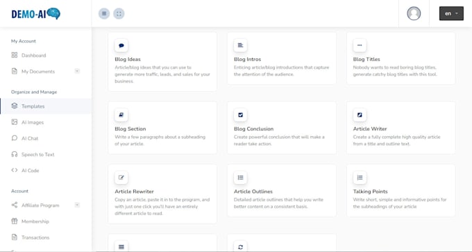 create 70 ai content writing tools and image generator