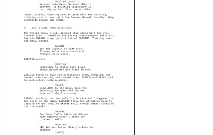 Create a script for a short film or tv episode by Jacobmersey | Fiverr