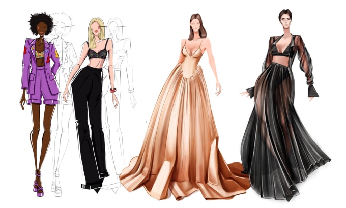 Teach you to draw fashion illustrations in procreate by Kristiner960 ...