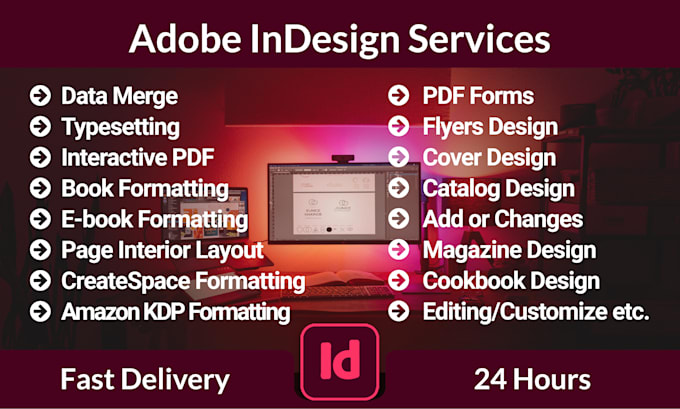 create or edit any adobe indesign project within 24 hours