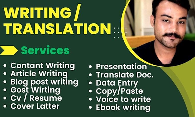 write artical, blog, ebook and i do translation
