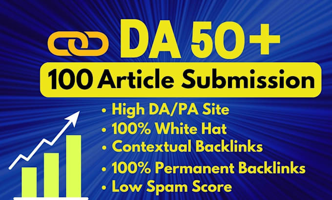 create 100 article submission contextual backlinks with high da sites