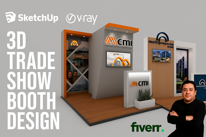 design a professional 3d exhibition stand or trade show booth