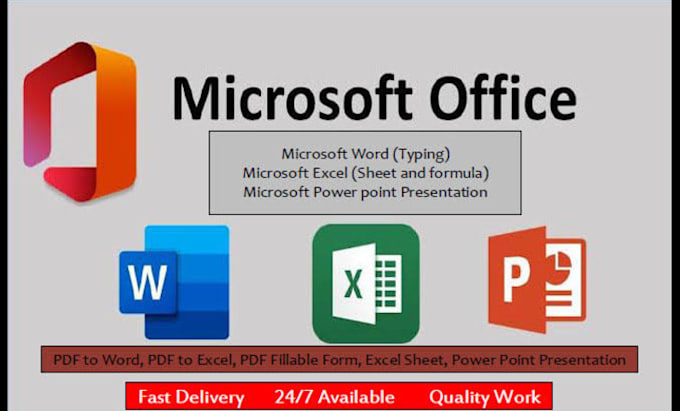 Do any type of work, project on ms office word, excel, powerpoint ...