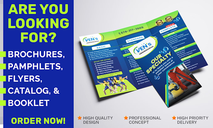 create professional flyers, brochures, pamphlets, catalog and booklet
