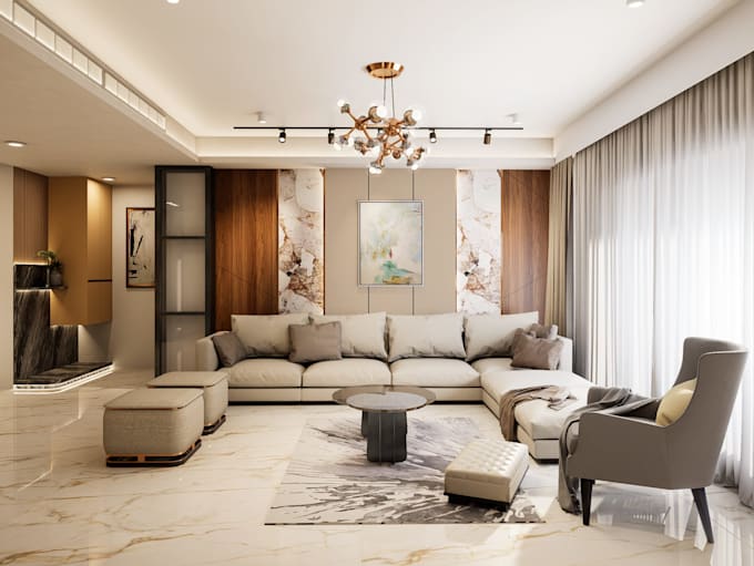 design residencial interior and apartments 3d rendering