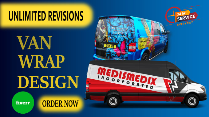 Design awesome van car food truck and custom vehicle wraps etc